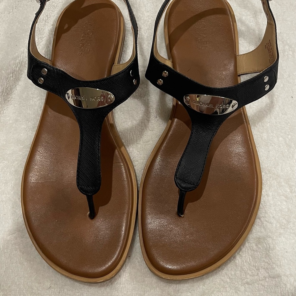 Michael Kors Black and Tan Sandals
